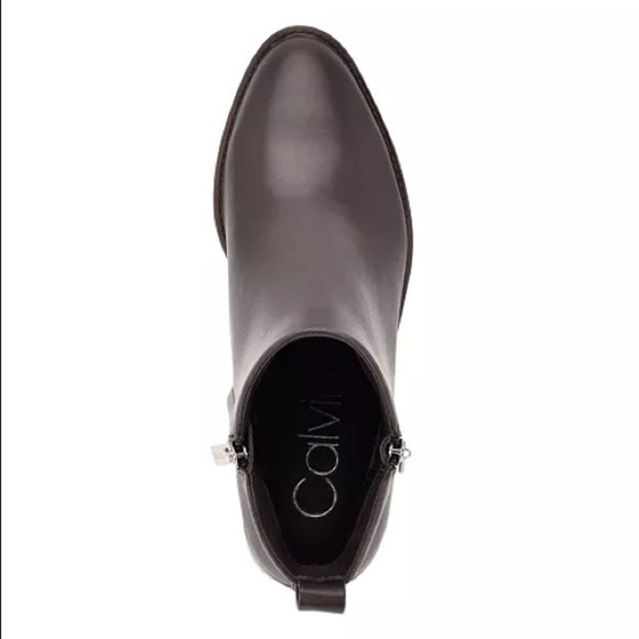 Calvin Klein Dark Brown Deniece Block Heel Ankle Booties - Picture 3 of 6